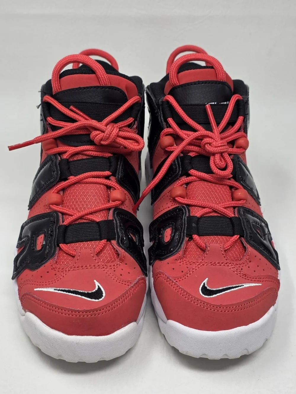 Nike Air More Uptempo Boys Size 6Y Red Black Walking Basketball Shoes Sneakers
